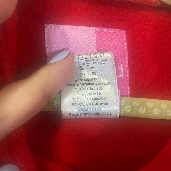 GoodLad Bright Red Girls Fleece Swing Coat Double Breasted Black Buttons Sz 3T - Picture 10 of 11